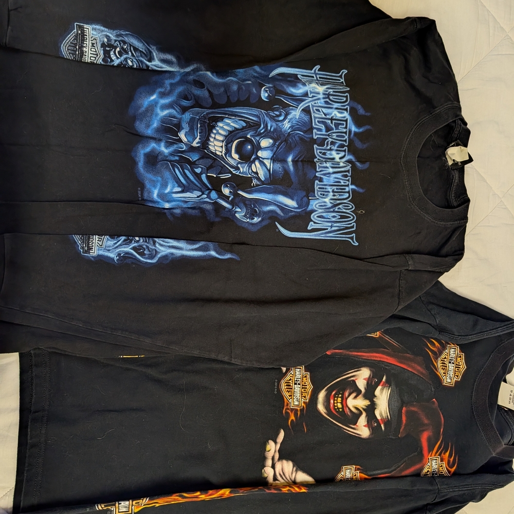 Harley-Davidson Black and Blue Long Sleeve Tees